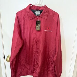 Naruto x Itachi Button Up Rain Jacket Primitive Men's Size Small Dark Red/Burgun